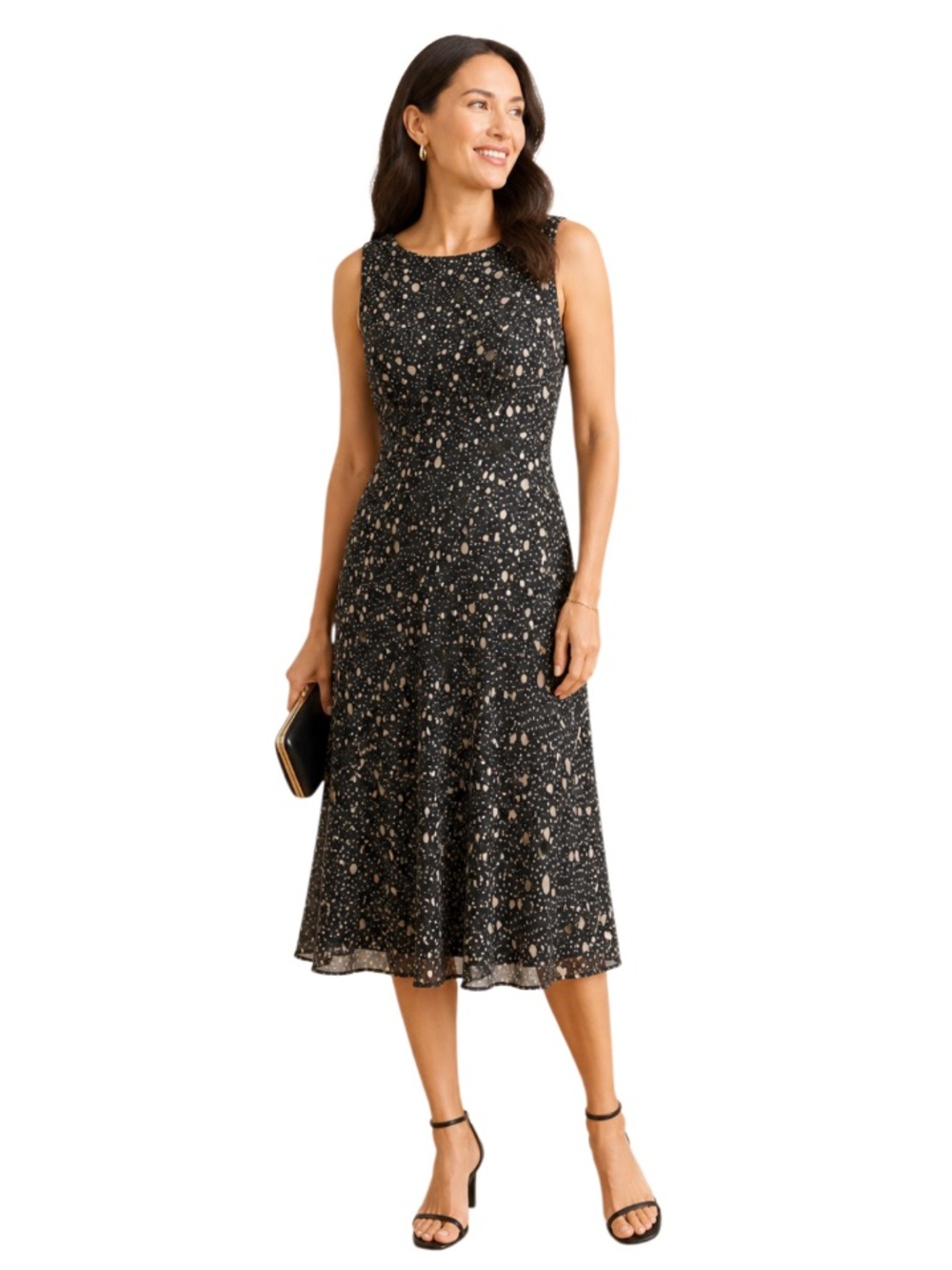 Talbots Silk Polk a Dot Midi Dress